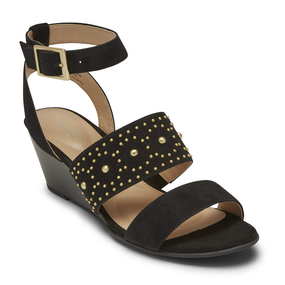 Rockport Sandals For Womens Black - Total Motion Taylor Studded - JE5286174